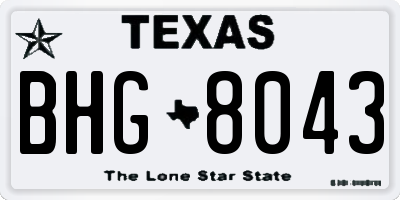 TX license plate BHG8043