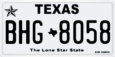TX license plate BHG8058