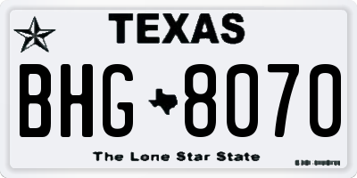 TX license plate BHG8070