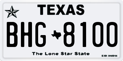 TX license plate BHG8100
