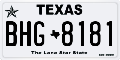 TX license plate BHG8181
