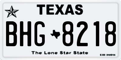 TX license plate BHG8218