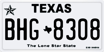 TX license plate BHG8308