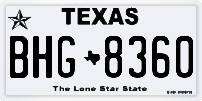 TX license plate BHG8360