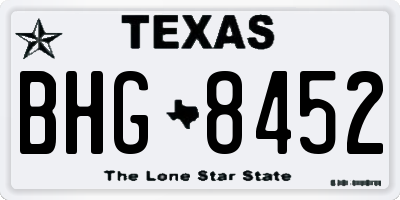 TX license plate BHG8452