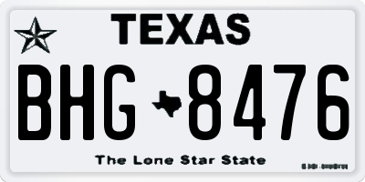 TX license plate BHG8476