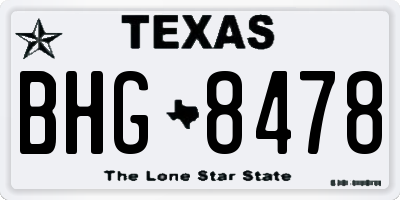 TX license plate BHG8478