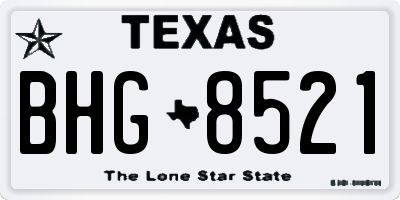 TX license plate BHG8521