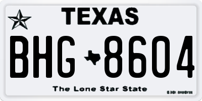 TX license plate BHG8604