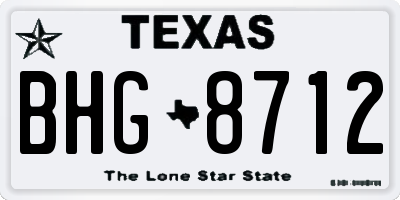 TX license plate BHG8712