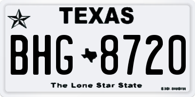 TX license plate BHG8720
