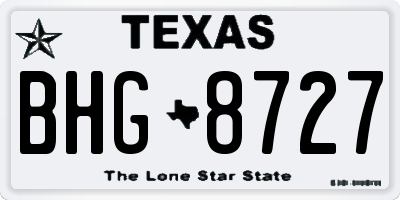 TX license plate BHG8727