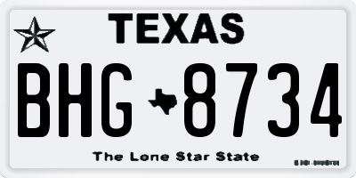 TX license plate BHG8734