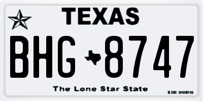TX license plate BHG8747