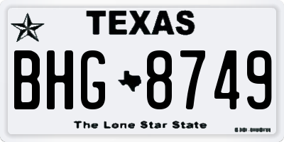 TX license plate BHG8749