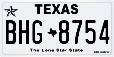 TX license plate BHG8754