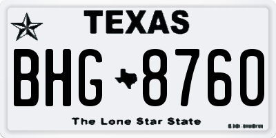 TX license plate BHG8760