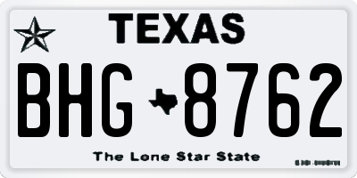 TX license plate BHG8762