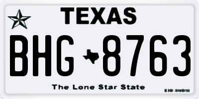 TX license plate BHG8763