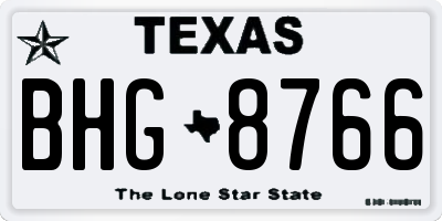 TX license plate BHG8766