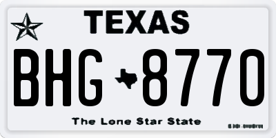 TX license plate BHG8770