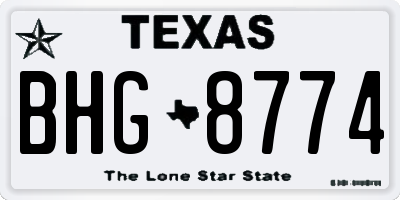 TX license plate BHG8774