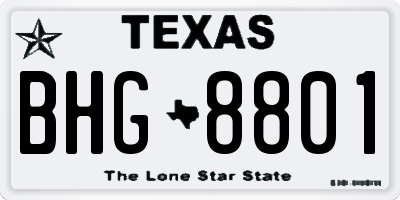 TX license plate BHG8801