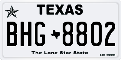 TX license plate BHG8802