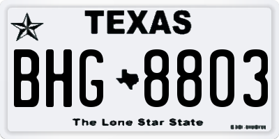 TX license plate BHG8803
