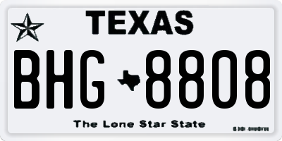 TX license plate BHG8808