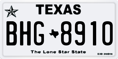 TX license plate BHG8910