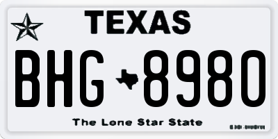 TX license plate BHG8980