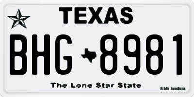 TX license plate BHG8981