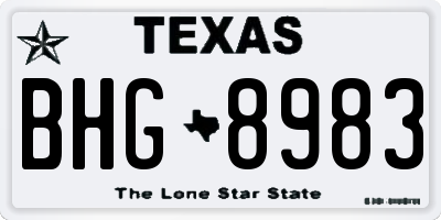 TX license plate BHG8983