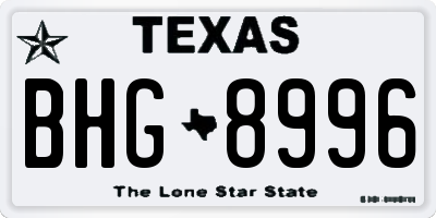 TX license plate BHG8996