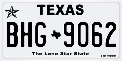 TX license plate BHG9062