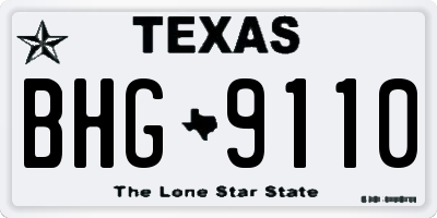TX license plate BHG9110