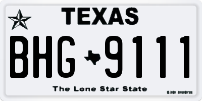 TX license plate BHG9111