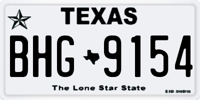 TX license plate BHG9154