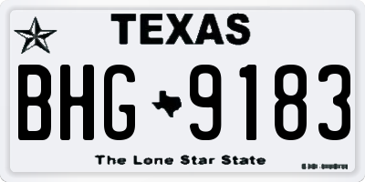 TX license plate BHG9183
