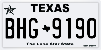 TX license plate BHG9190