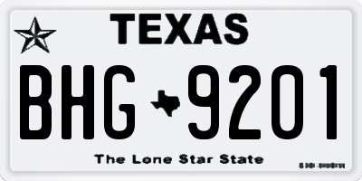TX license plate BHG9201