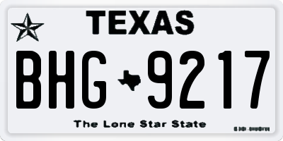 TX license plate BHG9217