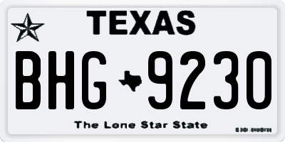 TX license plate BHG9230