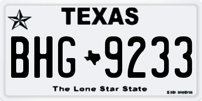 TX license plate BHG9233