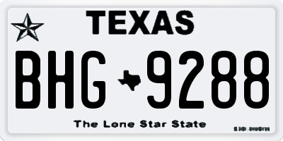 TX license plate BHG9288