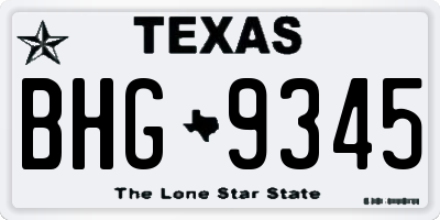 TX license plate BHG9345