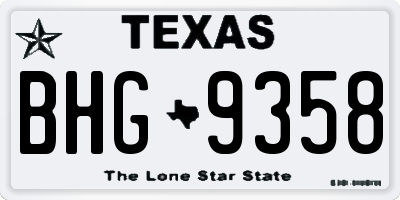 TX license plate BHG9358