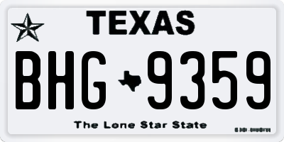 TX license plate BHG9359