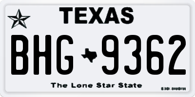 TX license plate BHG9362